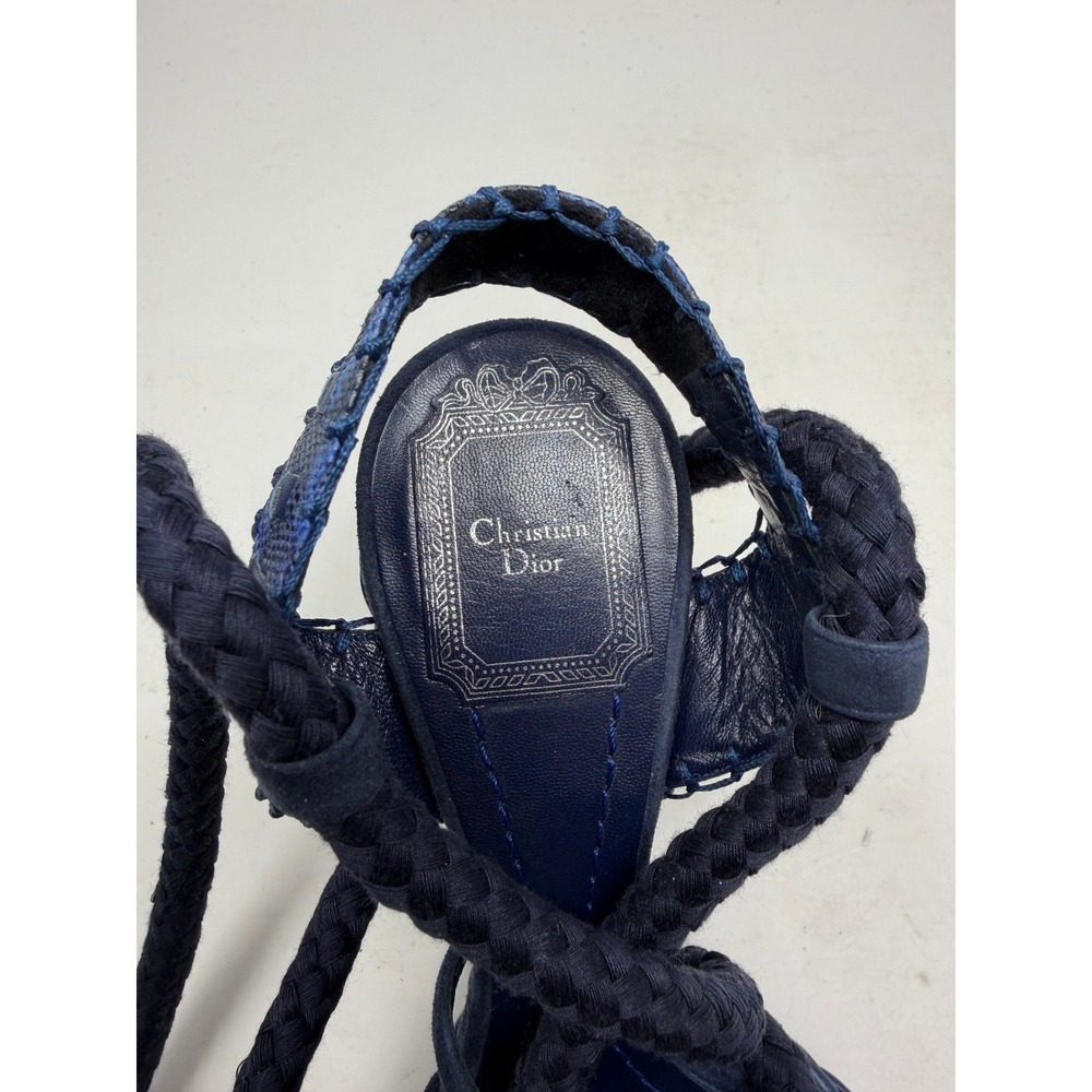 Dior Galliano 2011 Runway Blue Lace Up Platform Sandals Tassel Heels 37.5 - Picture 7 of 10